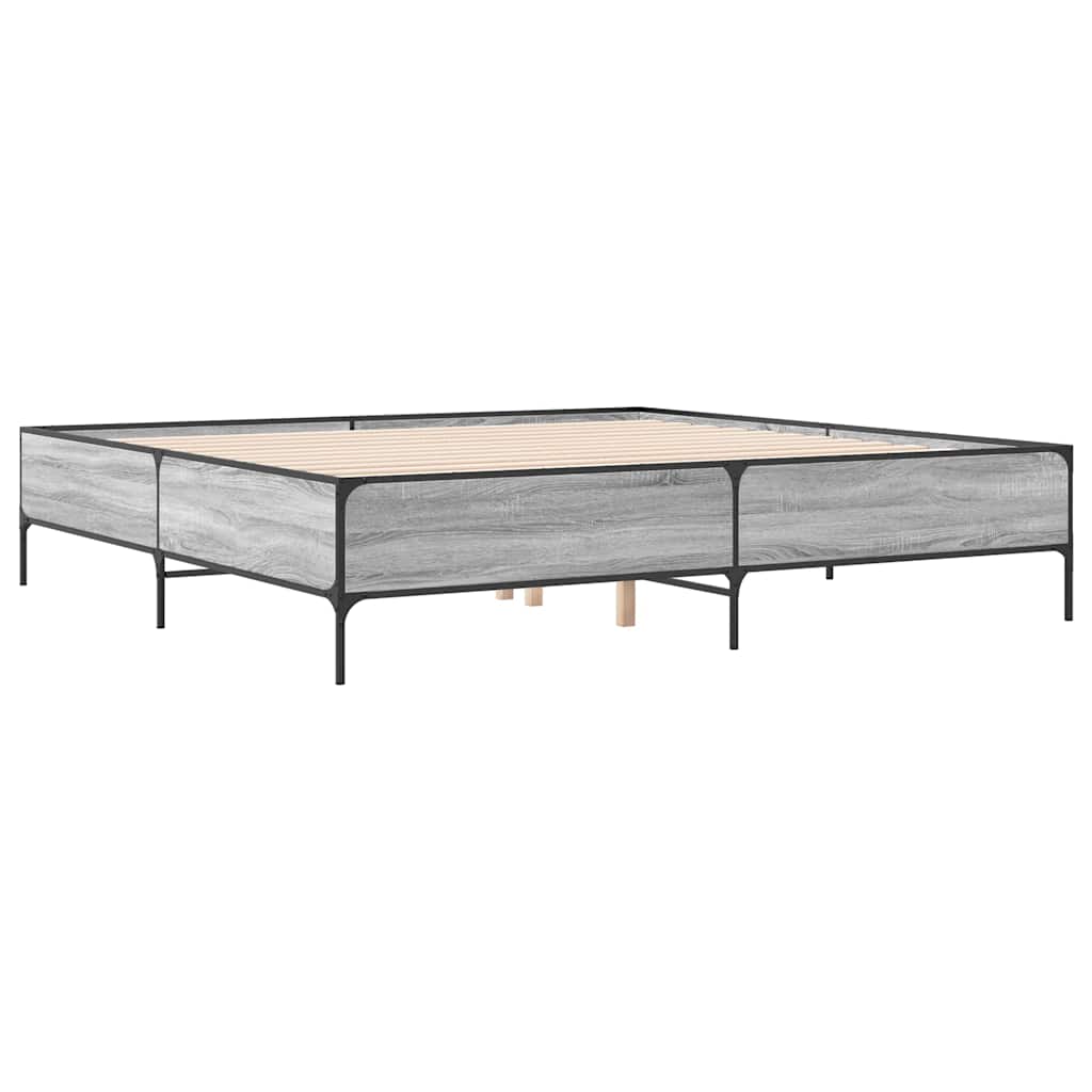 Okvir za krevet boja hrasta 200x200cm konstruirano drvo i metal