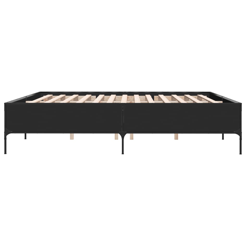 Okvir za krevet crni 180 x 200 cm konstruirano drvo i metal