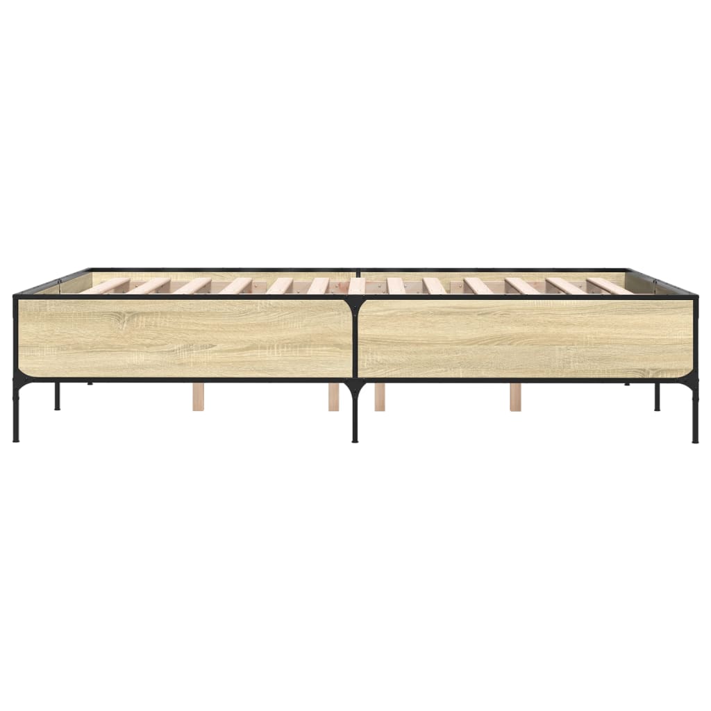 Okvir za krevet boja hrasta 160x200 cm konstruiran drvo i metal
