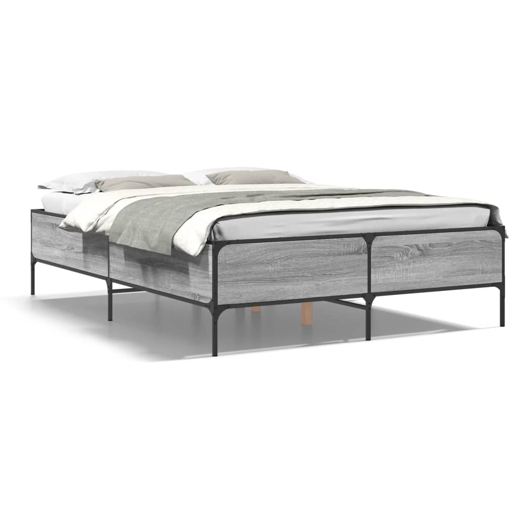 Okvir kreveta boja hrasta 160x200 cm konstruirano drvo i metal