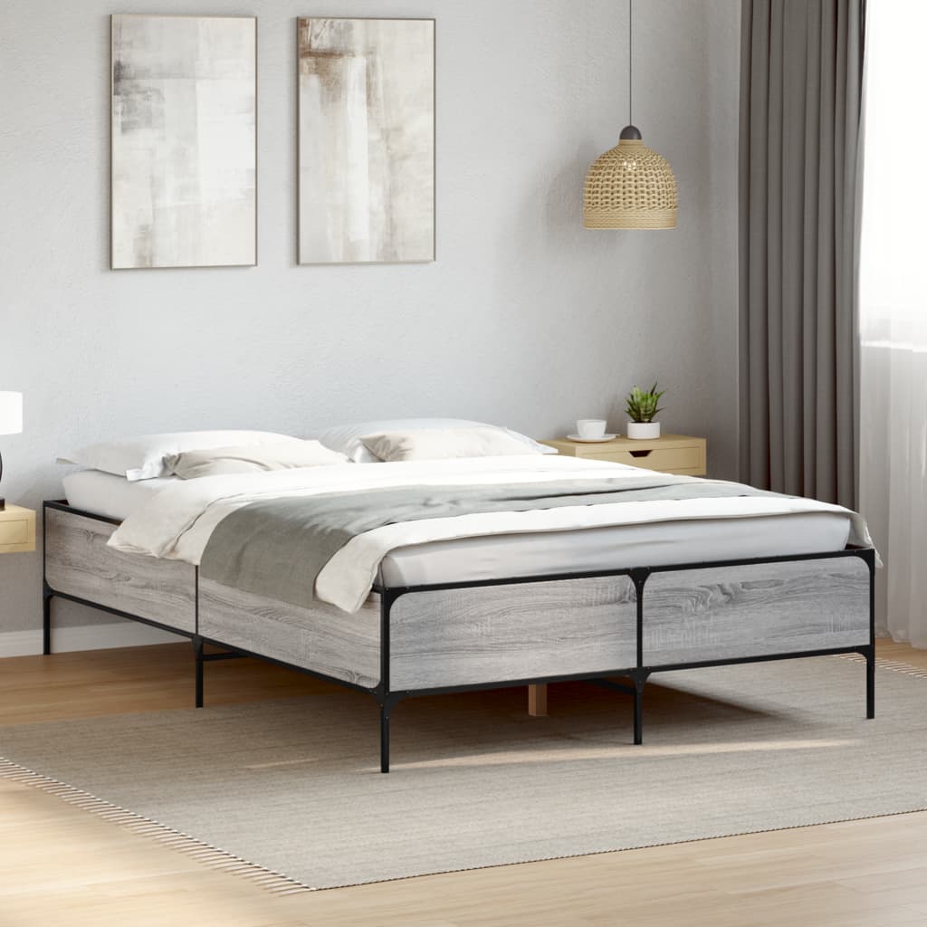 Okvir kreveta boja hrasta 160x200 cm konstruirano drvo i metal