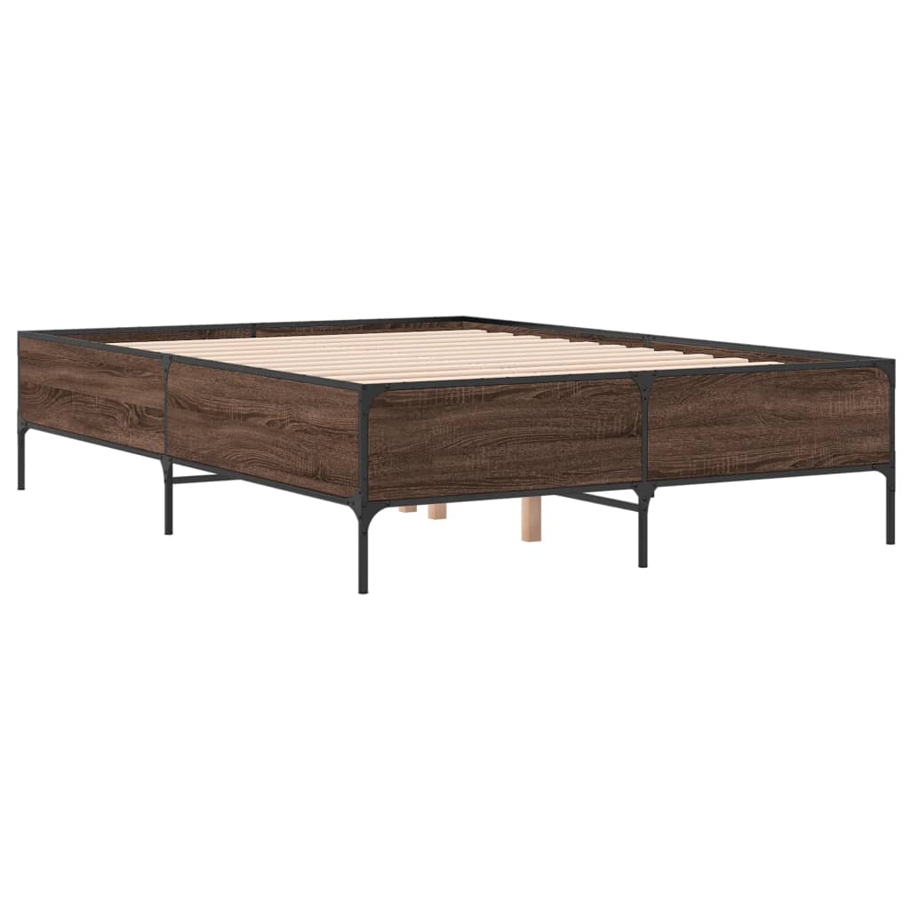 Okvir kreveta boja hrasta 160x200 cm konstruirano drvo i metal