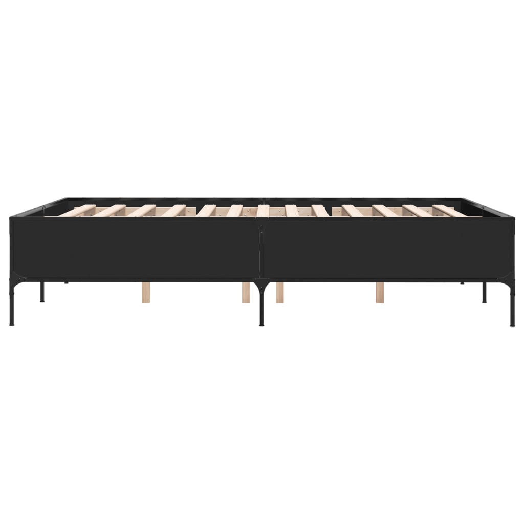 Okvir za krevet crni 150x200 cm konstruirano drvo i metal