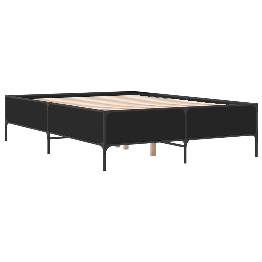 Okvir za krevet crni 150x200 cm konstruirano drvo i metal