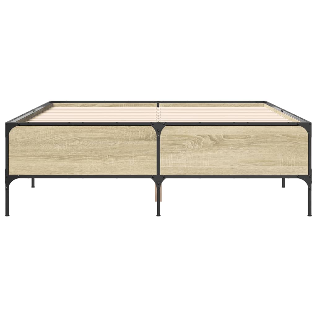 Okvir za krevet boja hrasta 150x200cm konstruirano drvo i metal