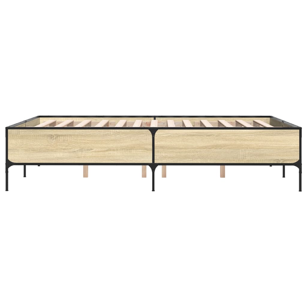 Okvir za krevet boja hrasta 150x200cm konstruirano drvo i metal