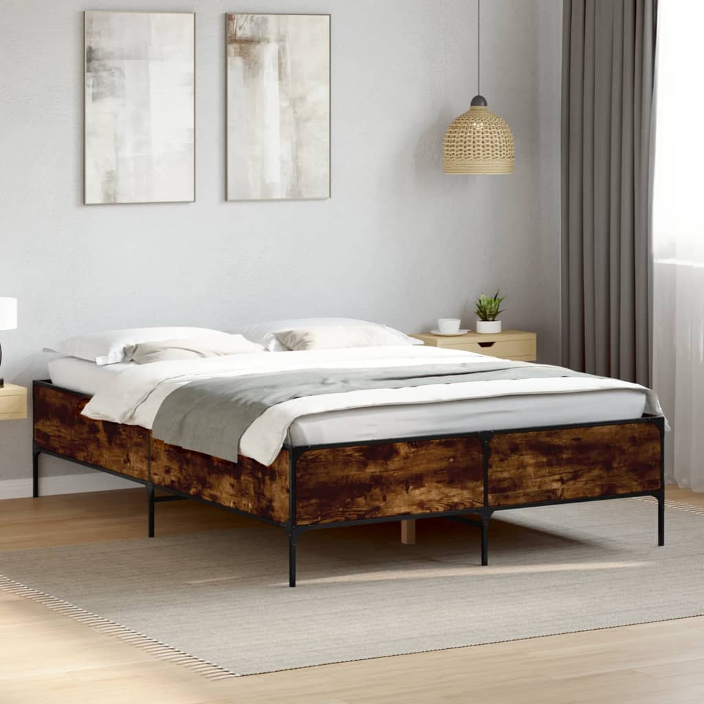 Okvir za krevet boja hrasta 150x200cm konstruirano drvo i metal