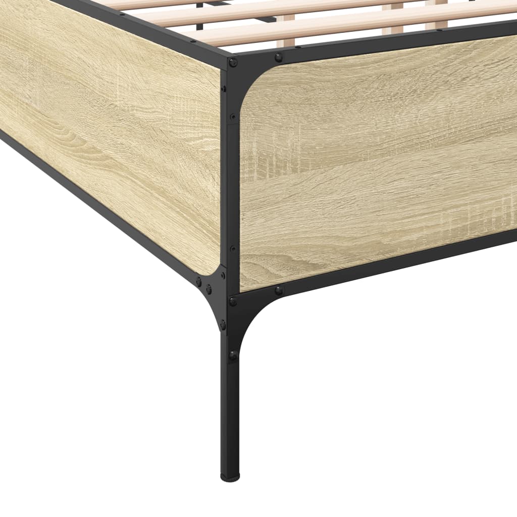 Okvir za krevet boja hrasta 140x200cm konstruirano drvo i metal