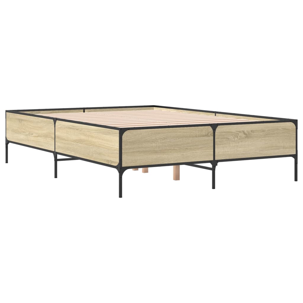 Okvir kreveta boja hrasta 120x200 cm konstruirano drvo i metal