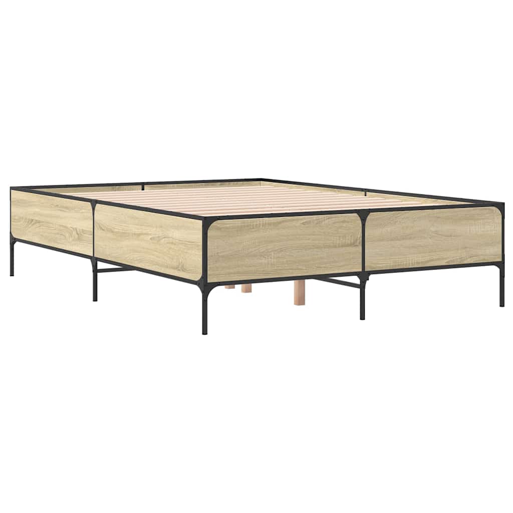 Okvir kreveta boja hrasta 120x200 cm konstruirano drvo i metal