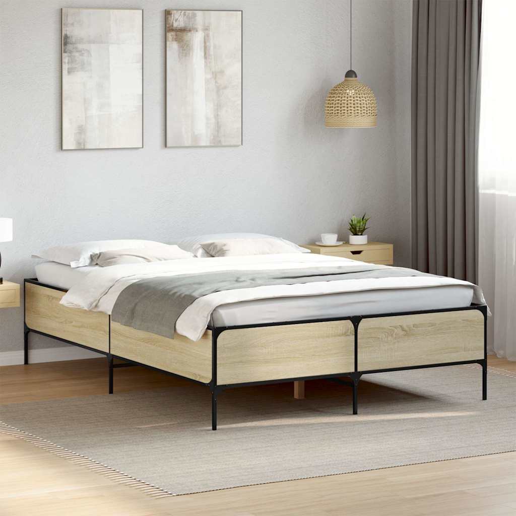 Okvir kreveta boja hrasta 120x200 cm konstruirano drvo i metal