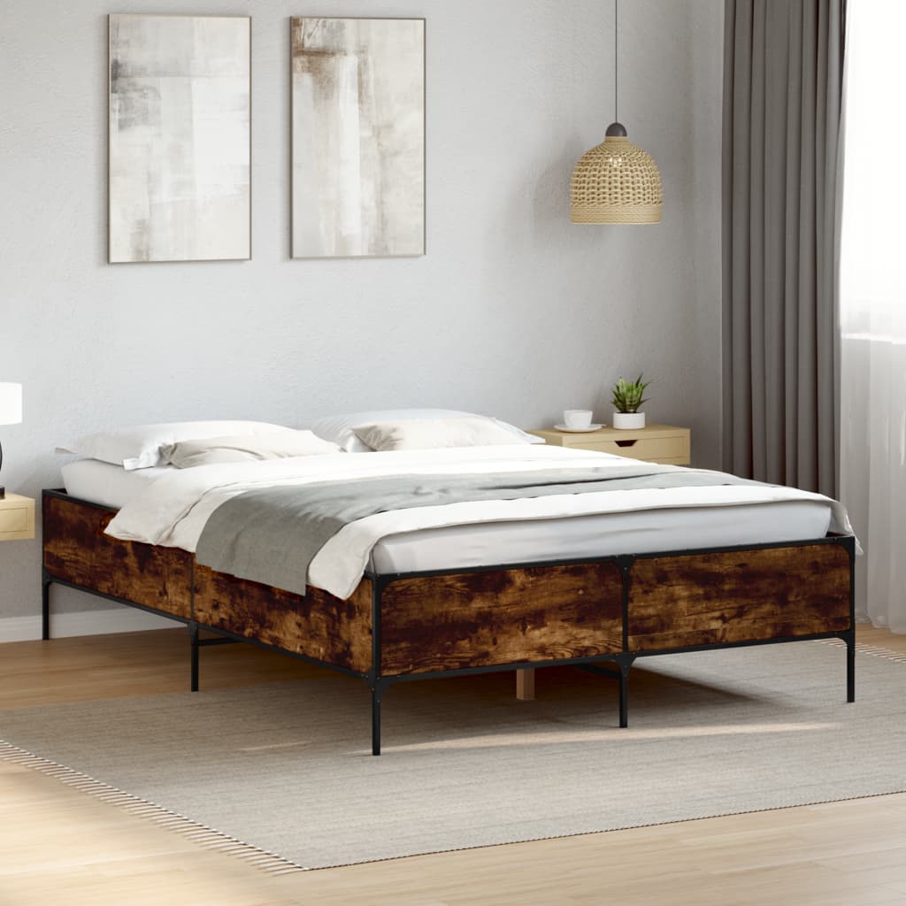 Okvir kreveta boja hrasta 120x200 cm konstruirano drvo i metal