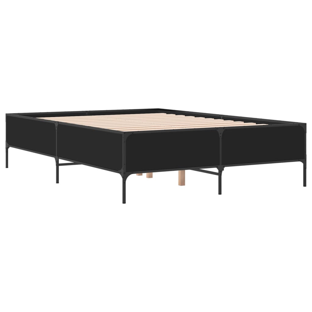 Okvir za krevet crni 140x190 cm konstruirano drvo i metal