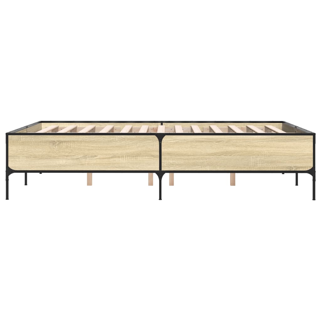 Okvir za krevet boja hrasta 140x190cm konstruirano drvo i metal