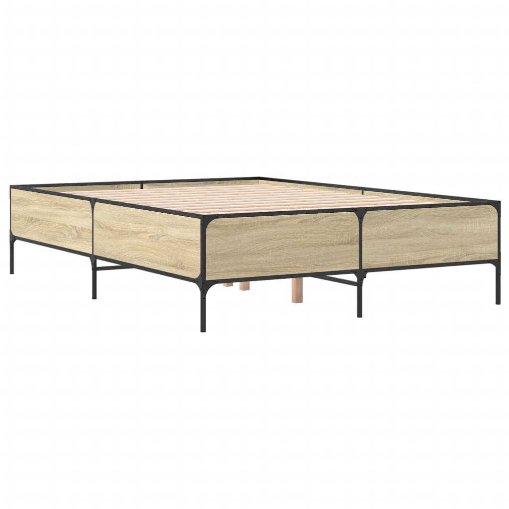 Okvir za krevet boja hrasta 140x190cm konstruirano drvo i metal