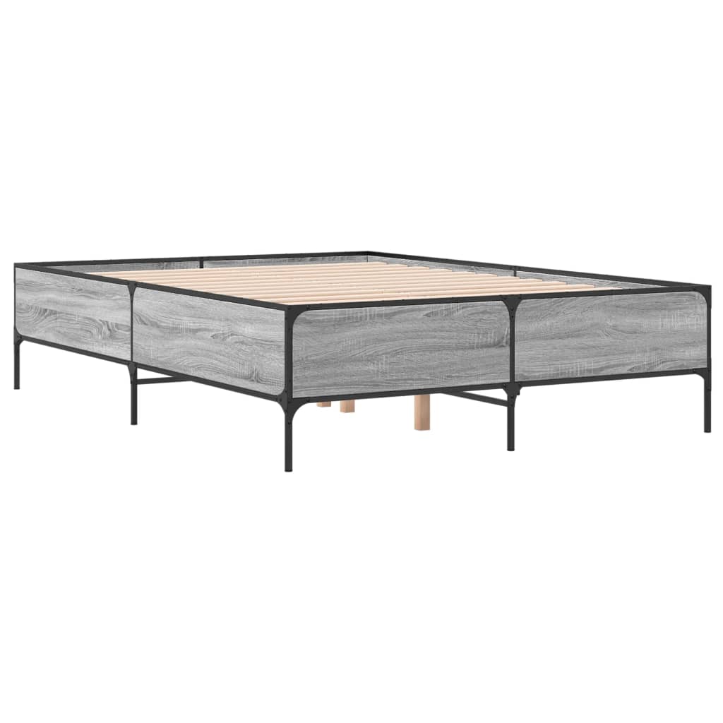 Okvir za krevet boja hrasta 140x190cm konstruirano drvo i metal