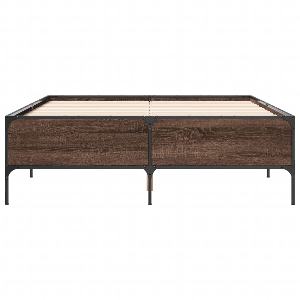 Okvir za krevet smeđi hrast 140x190cm konstruirano drvo i metal