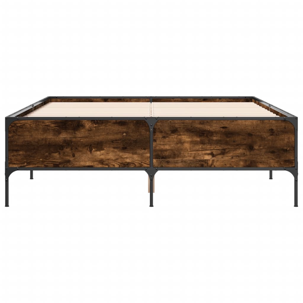 Okvir za krevet boja hrasta 135x190cm konstruirano drvo i metal