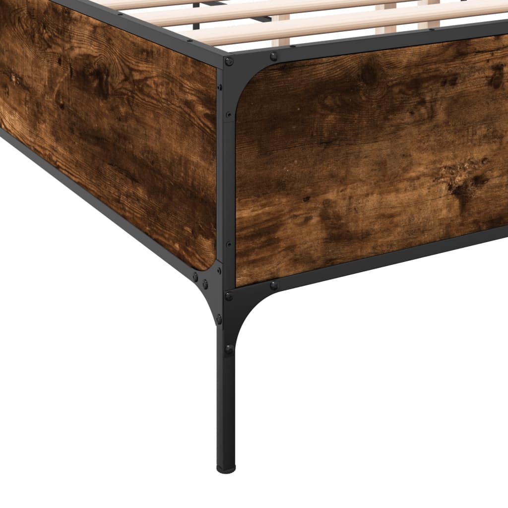 Okvir za krevet boja hrasta 135x190cm konstruirano drvo i metal