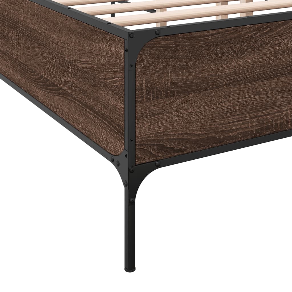 Okvir za krevet smeđi hrast 135x190cm konstruirano drvo i metal