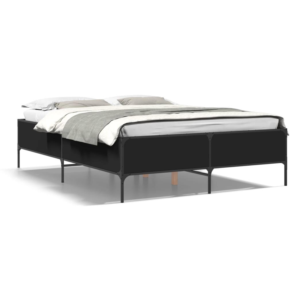 Okvir za krevet crni 120x190 cm konstruirano drvo i metal