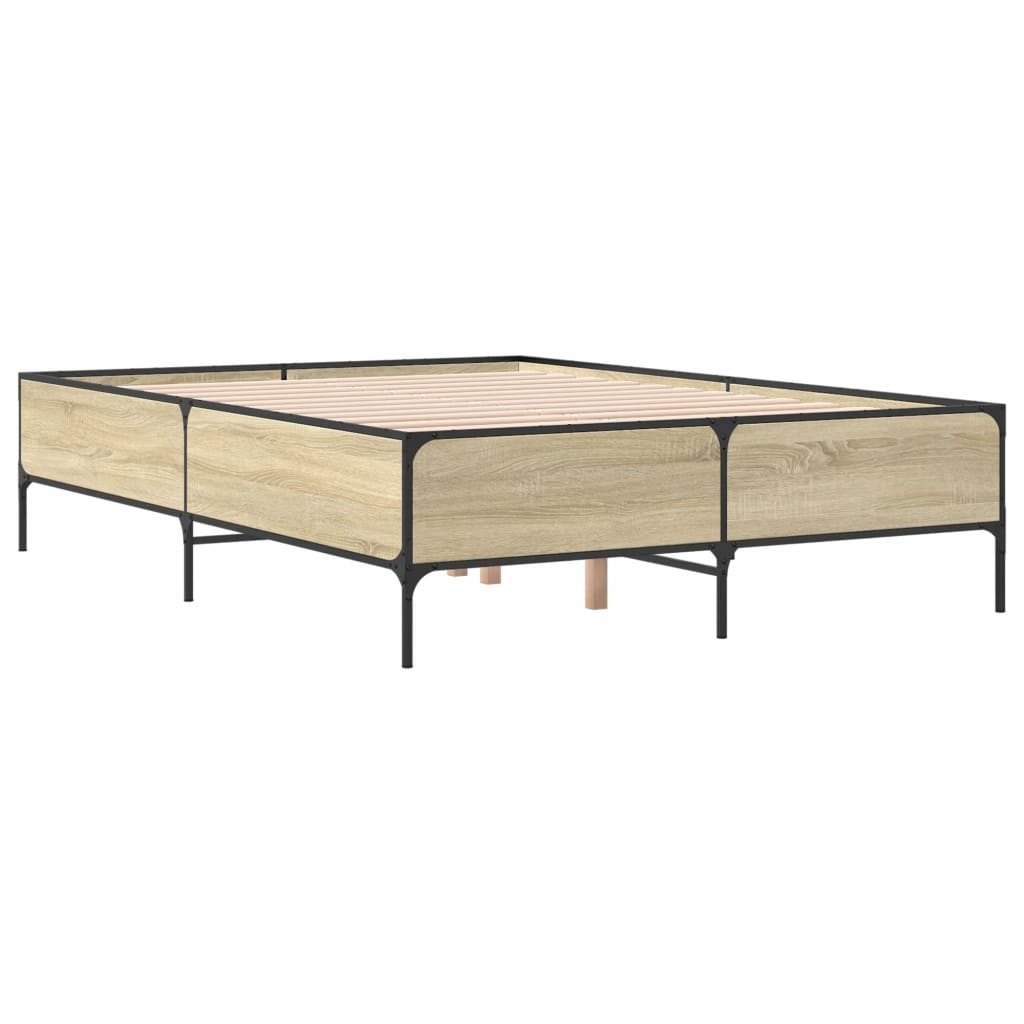 Okvir za krevet boja hrasta 120x190cm konstruirano drvo i metal