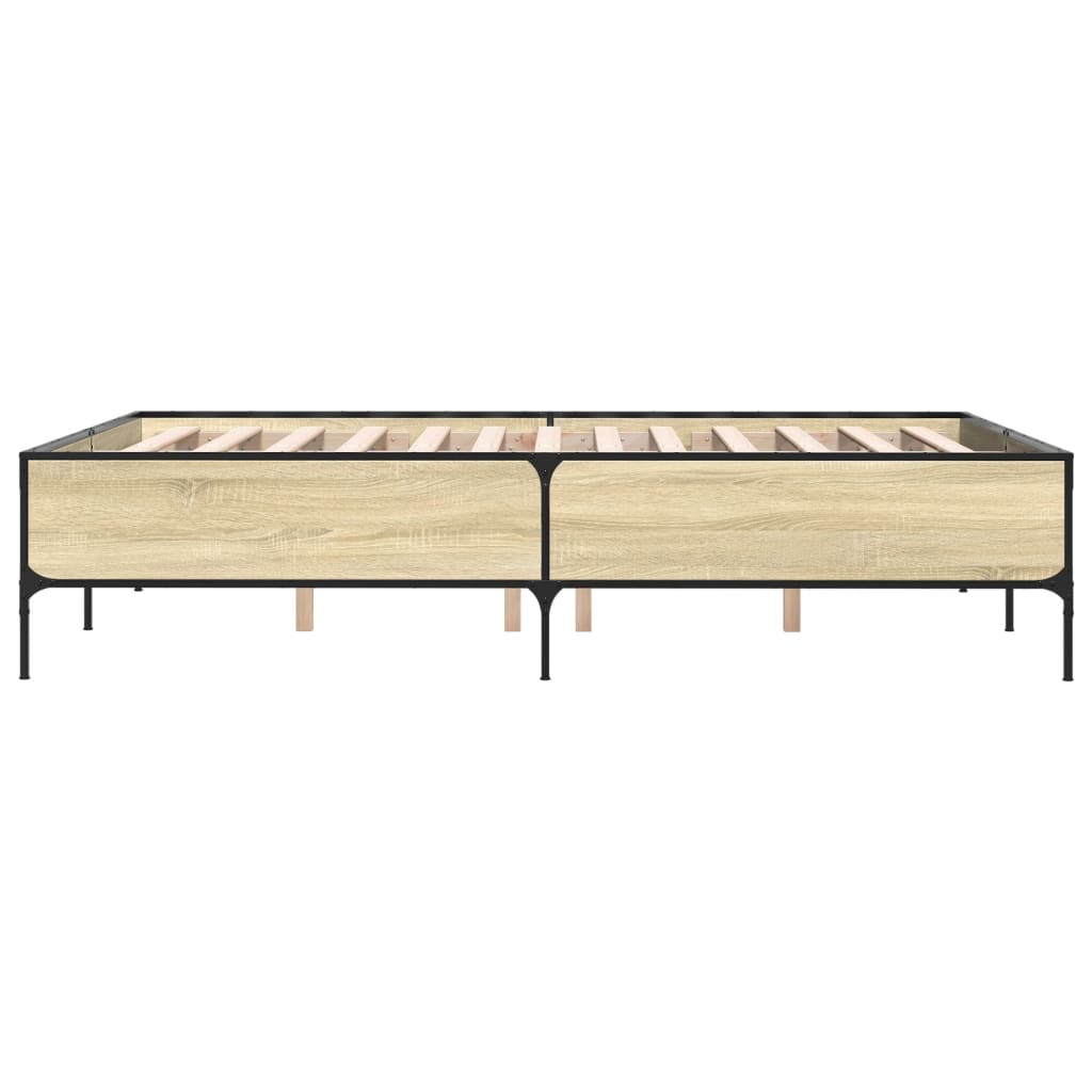 Okvir za krevet boja hrasta 120x190cm konstruirano drvo i metal