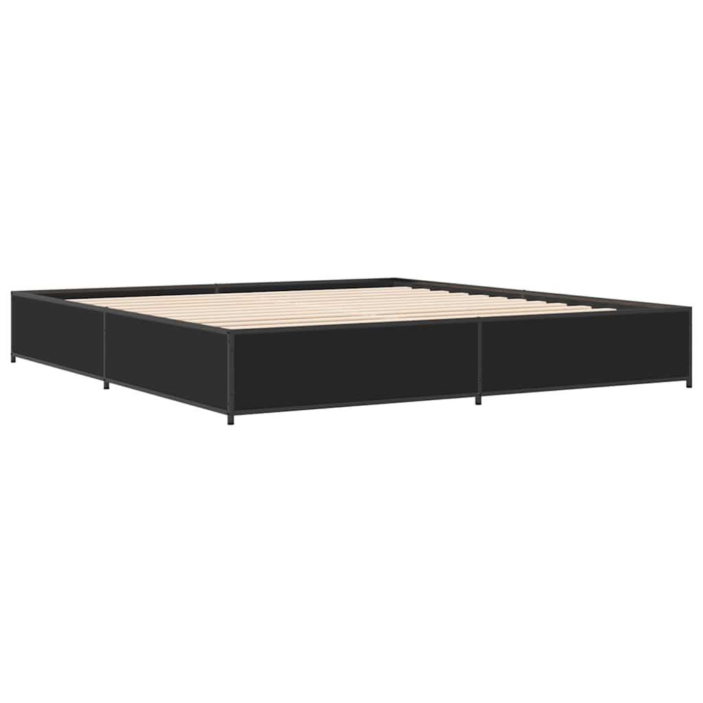 Okvir za krevet crni 200 x 200 cm konstruirano drvo i metal