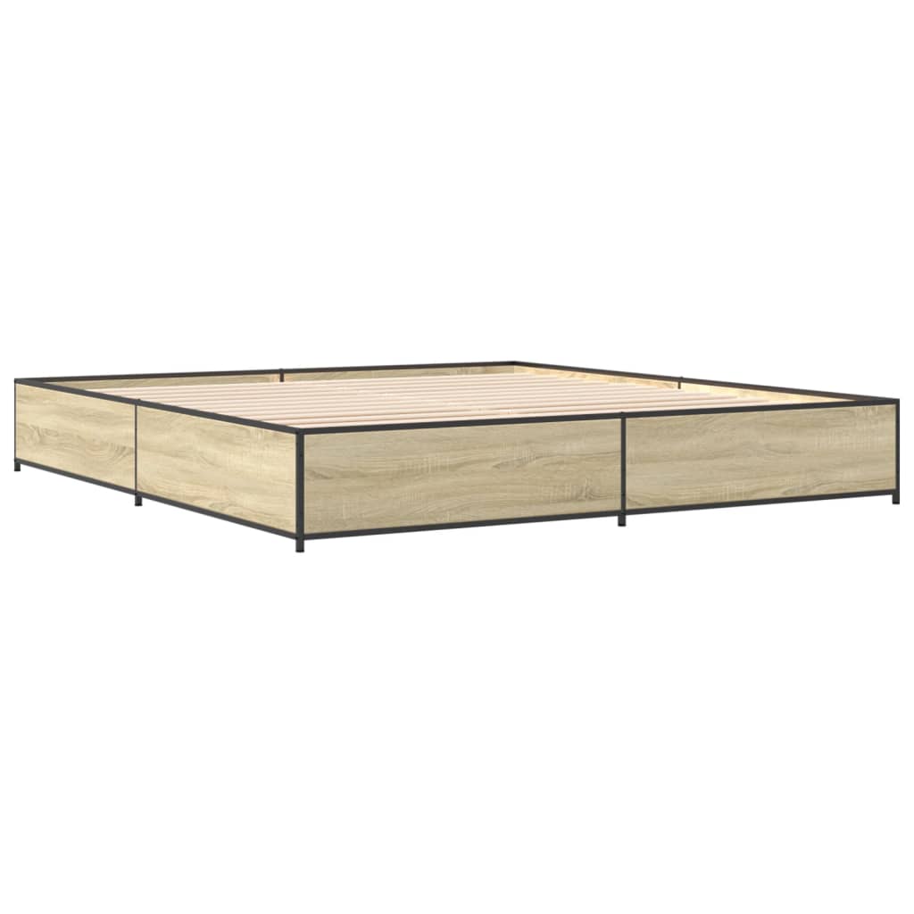 Okvir za krevet boja hrasta 200x200cm konstruirano drvo i metal