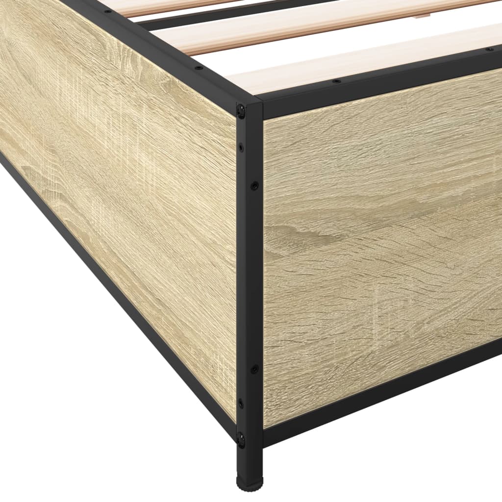 Okvir za krevet boja hrasta 200x200cm konstruirano drvo i metal