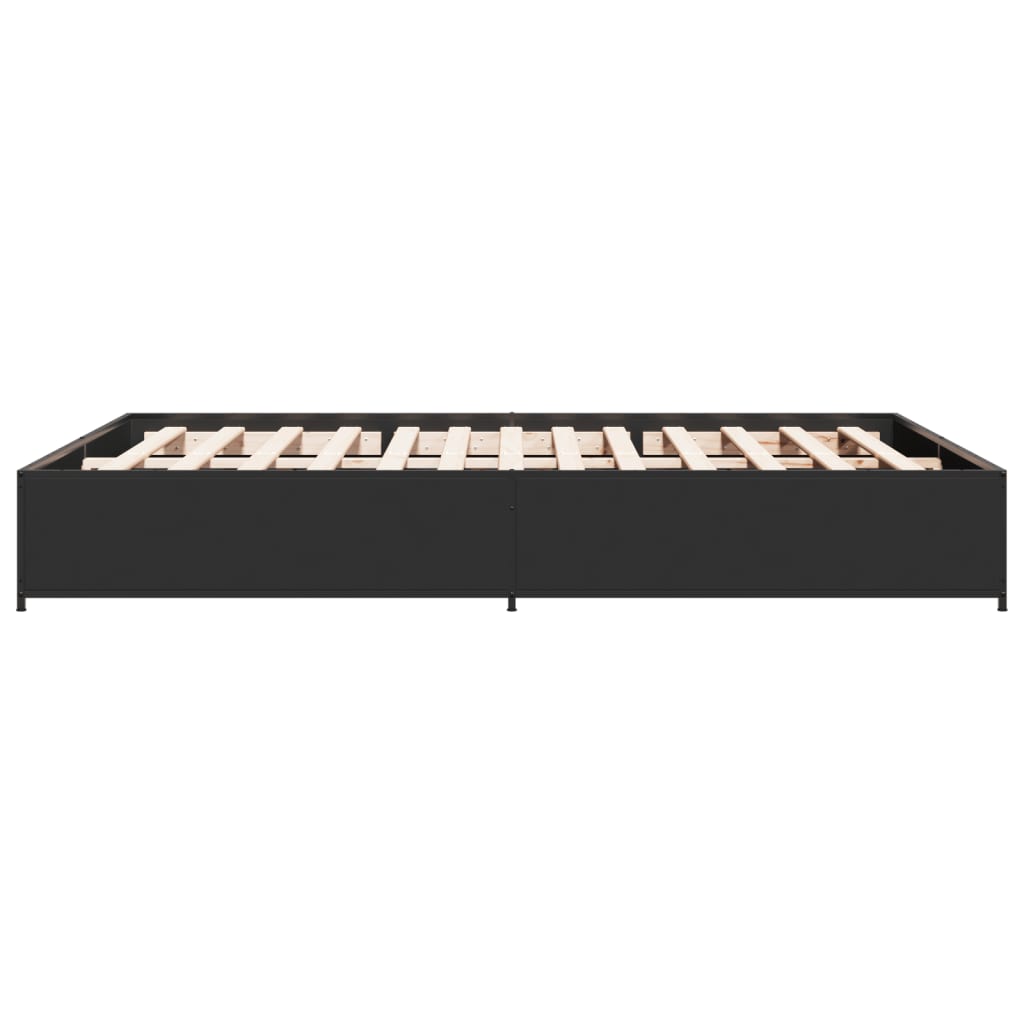 Okvir za krevet crni 150x200 cm konstruirano drvo i metal