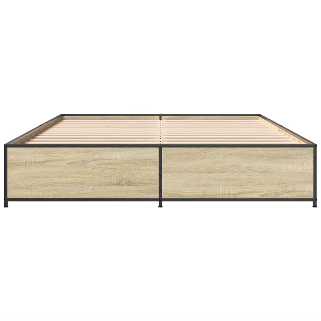 Okvir za krevet boja hrasta 150x200cm konstruirano drvo i metal