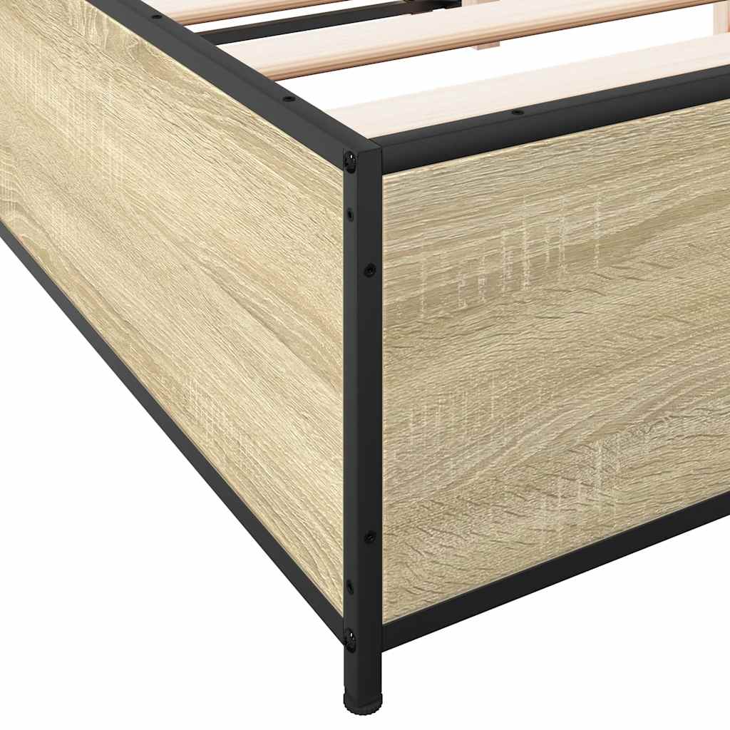 Okvir za krevet boja hrasta 150x200cm konstruirano drvo i metal