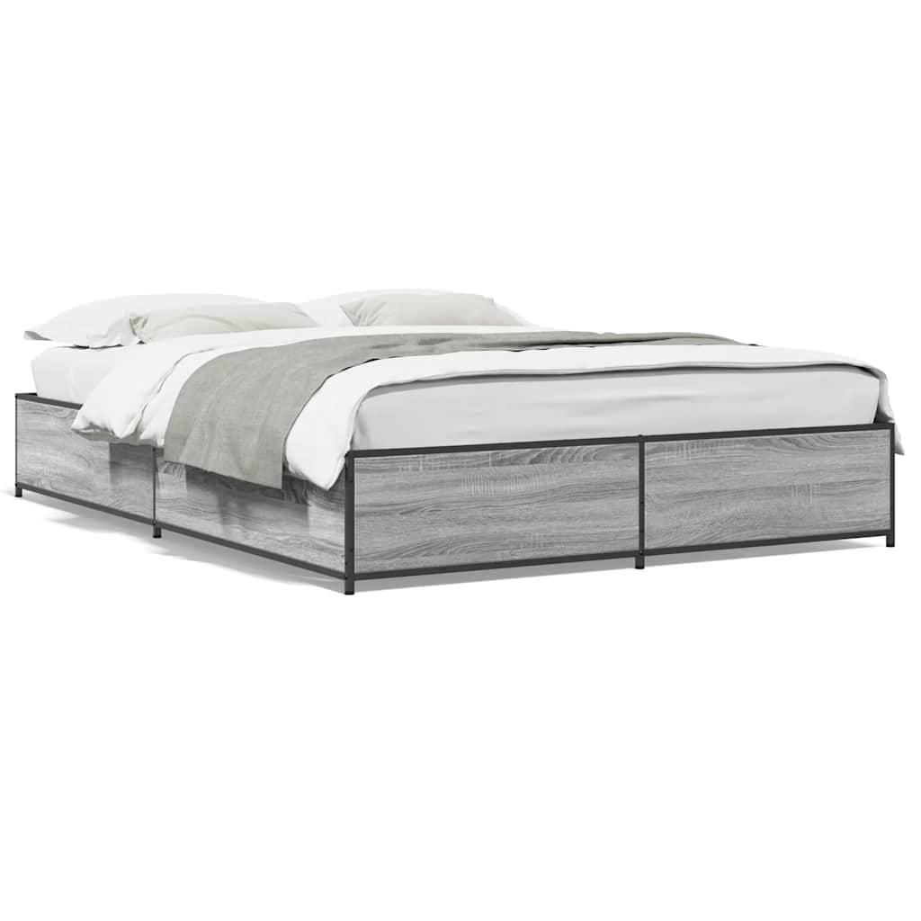 Okvir za krevet boja hrasta 150x200cm konstruirano drvo i metal