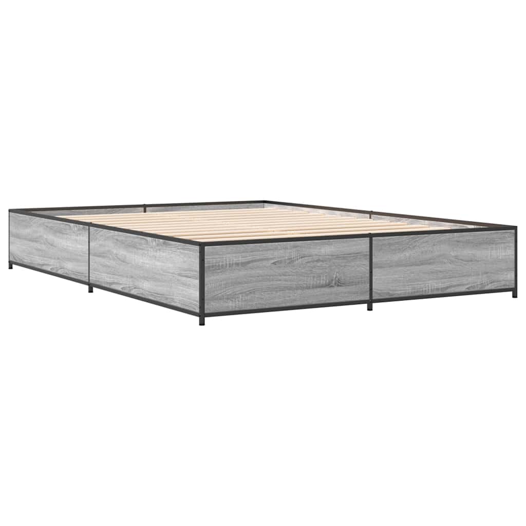 Okvir za krevet boja hrasta 150x200cm konstruirano drvo i metal