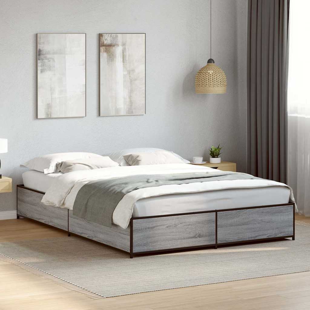 Okvir za krevet boja hrasta 150x200cm konstruirano drvo i metal