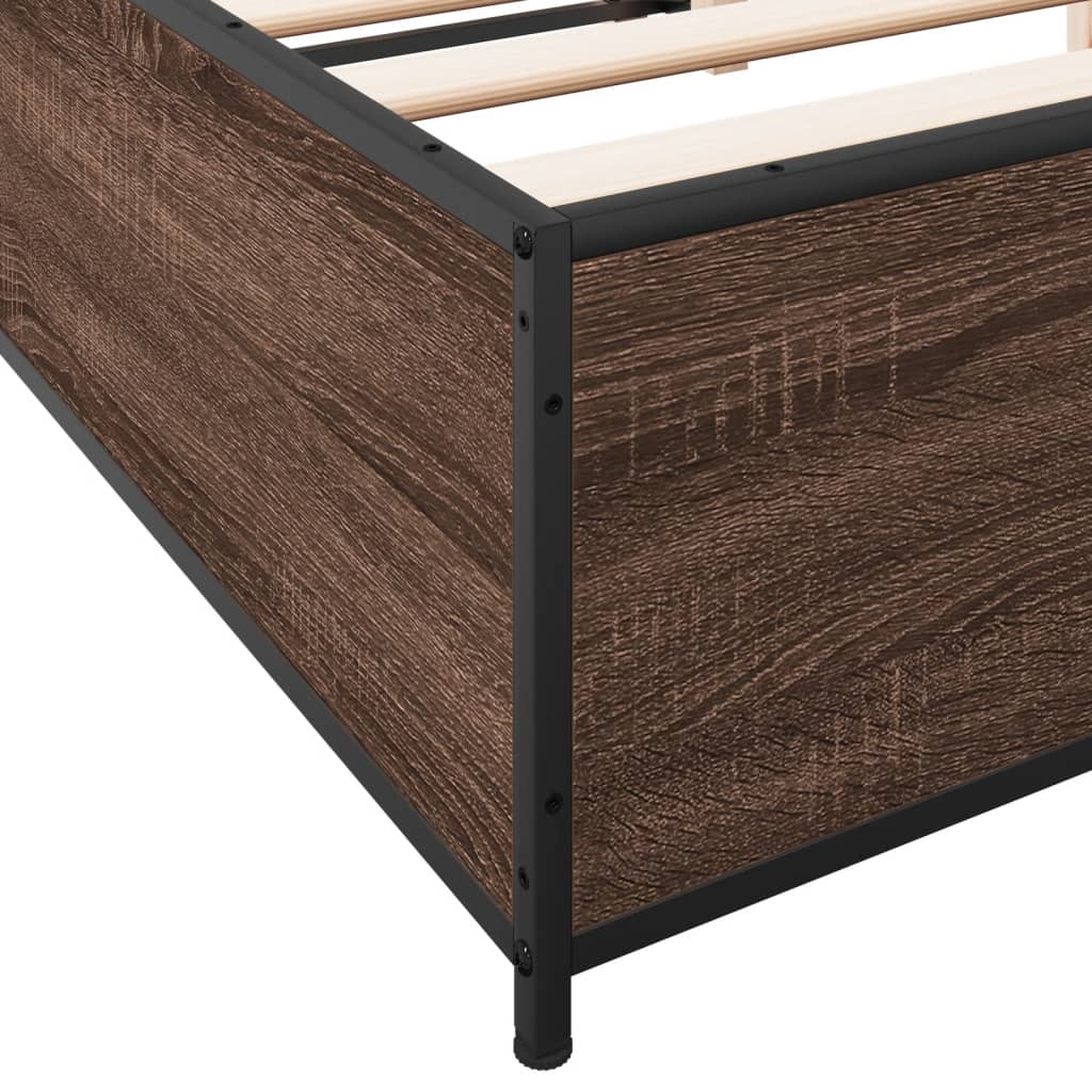 Okvir za krevet smeđi hrast 140x190cm konstruirano drvo i metal