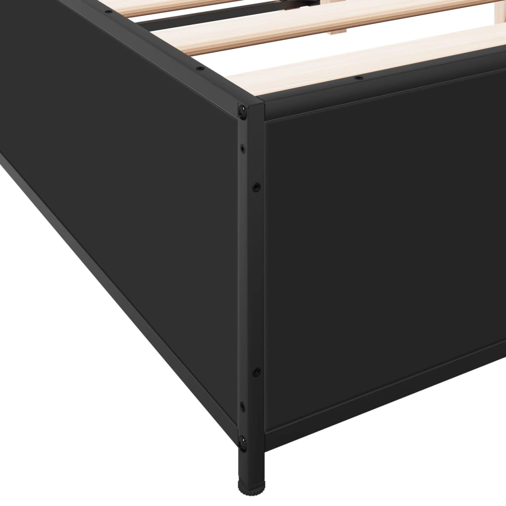 Okvir za krevet crni 135x190 cm konstruirano drvo i metal