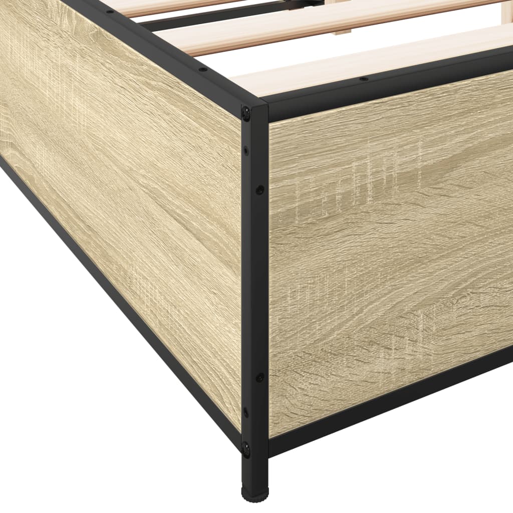 Okvir za krevet boja hrasta 120x190cm konstruirano drvo i metal