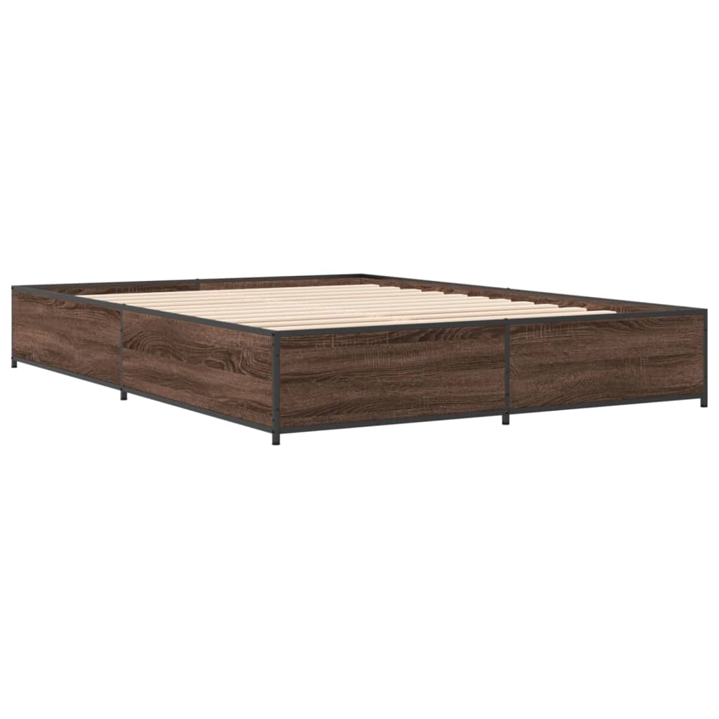 Okvir za krevet smeđi hrast 120x190cm konstruirano drvo i metal