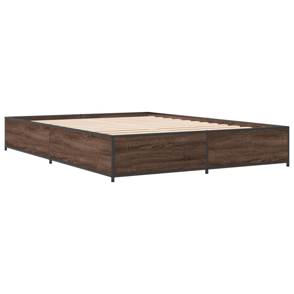 Okvir za krevet smeđi hrast 120x190cm konstruirano drvo i metal