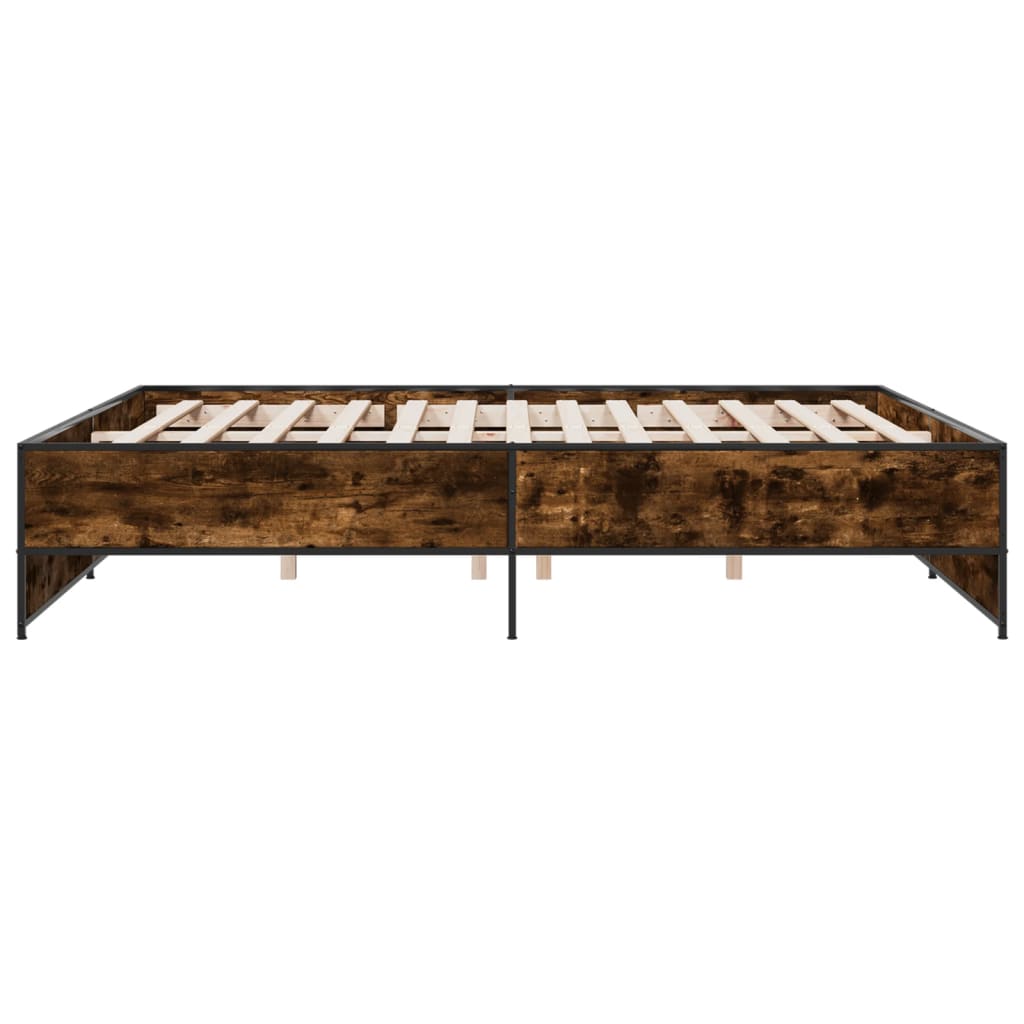 Okvir za krevet boja hrasta 200x200cm konstruirano drvo i metal