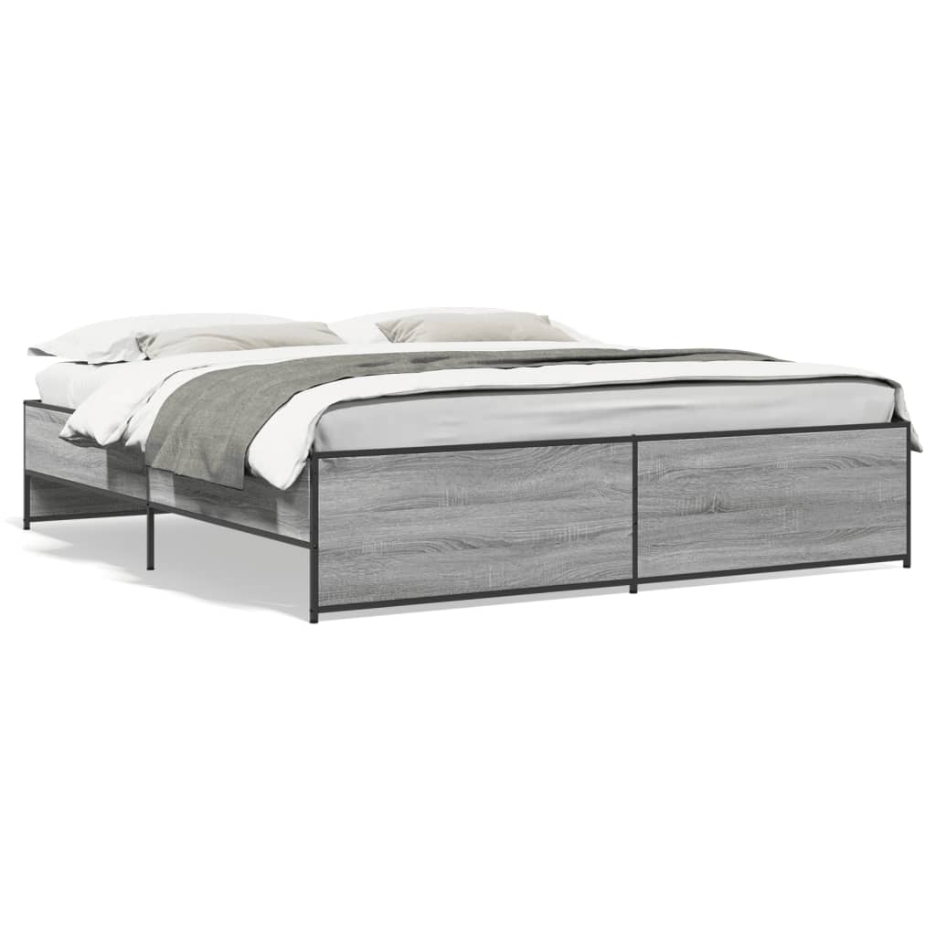 Okvir za krevet boja hrasta 200x200cm konstruirano drvo i metal