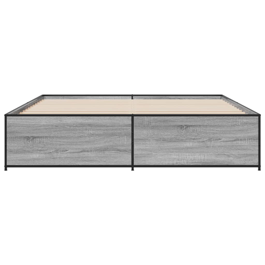 Okvir za krevet boja hrasta 200x200cm konstruirano drvo i metal