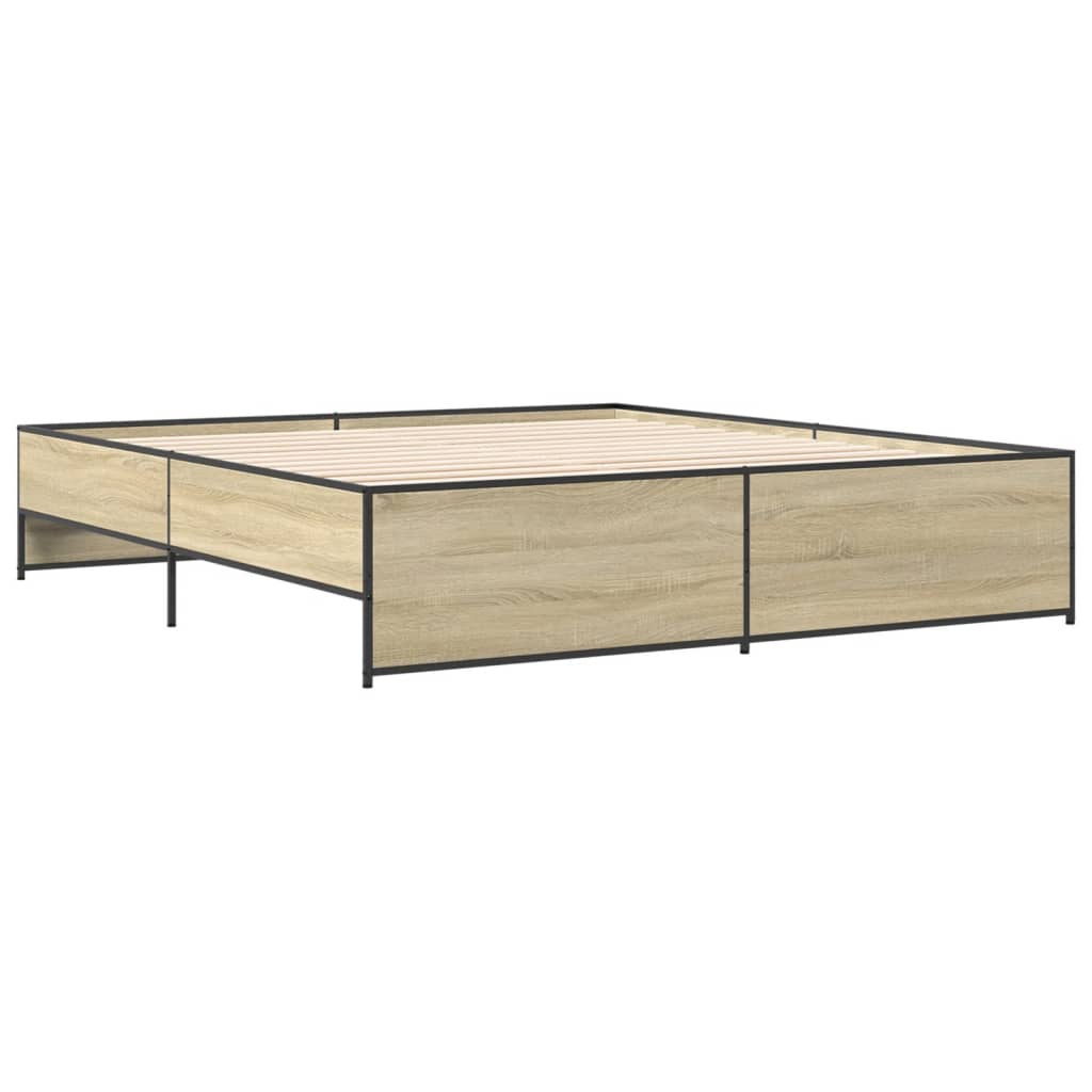 Okvir za krevet boja hrasta 180x200cm konstruirano drvo i metal