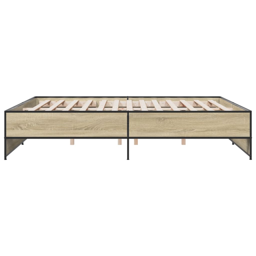 Okvir za krevet boja hrasta 180x200cm konstruirano drvo i metal