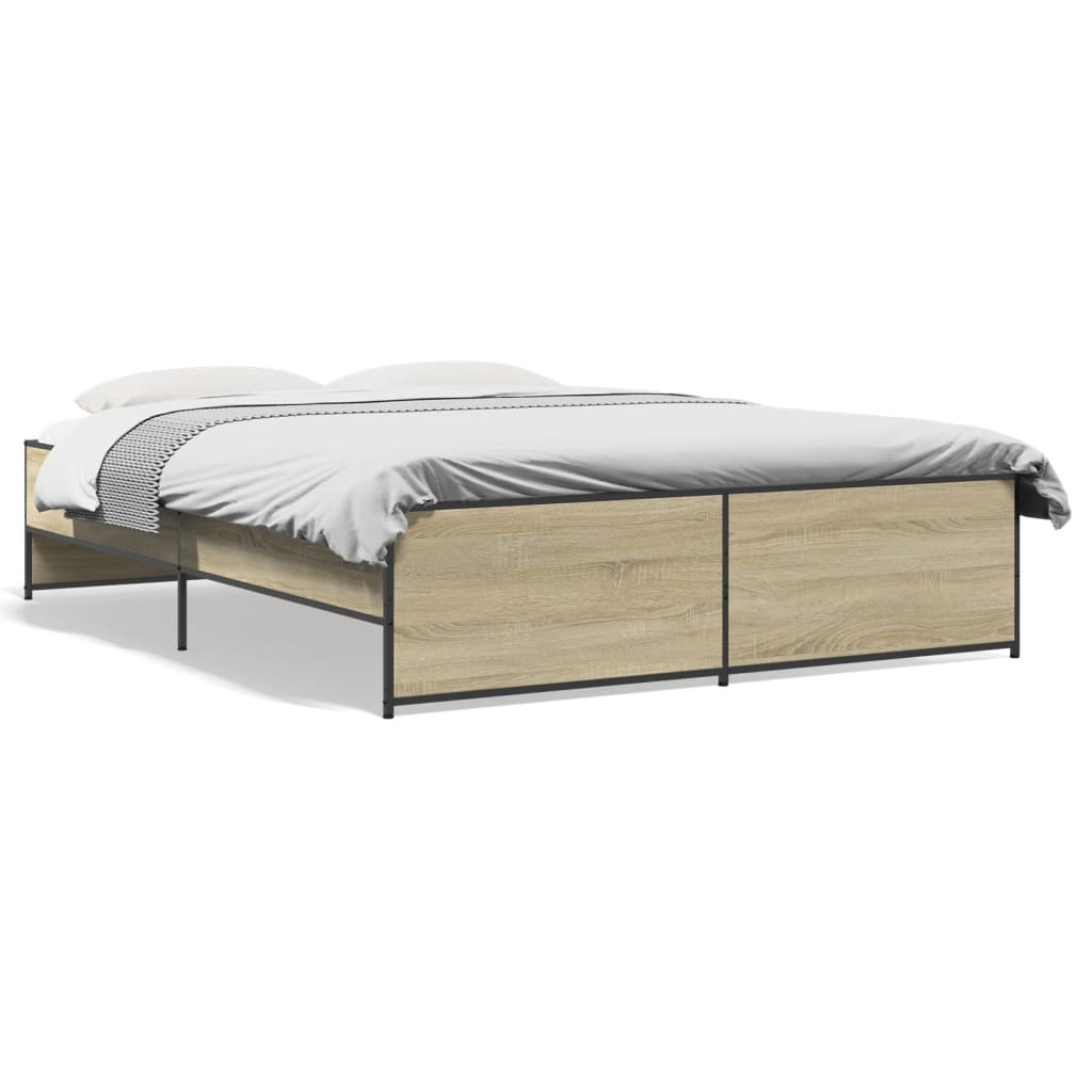 Okvir za krevet boja hrasta 160x200 cm konstruiran drvo i metal