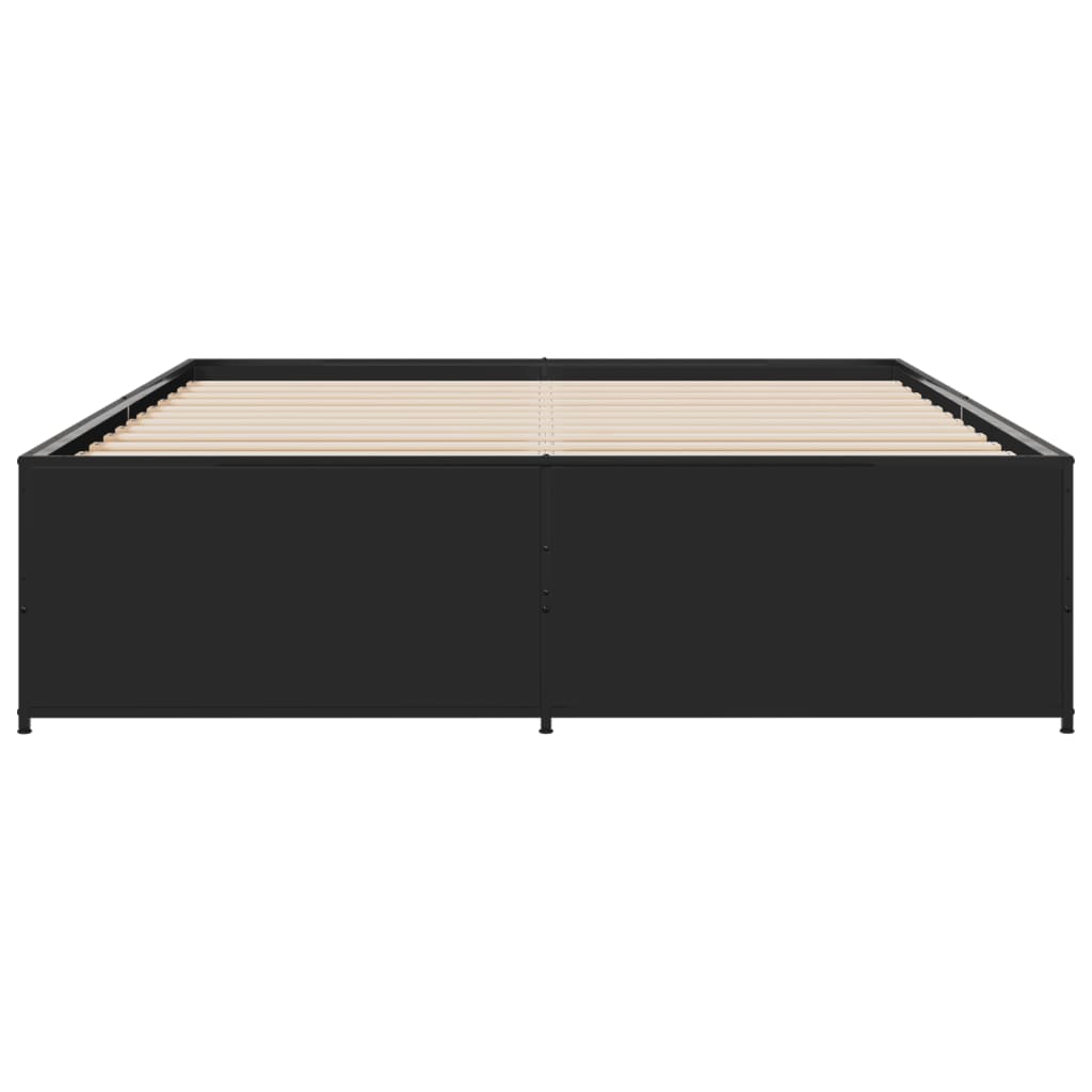 Okvir za krevet crni 150x200 cm konstruirano drvo i metal