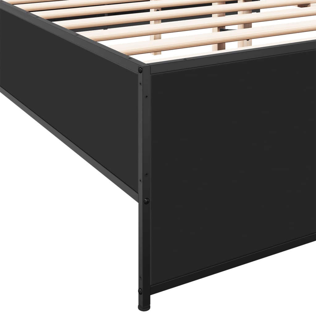 Okvir za krevet crni 150x200 cm konstruirano drvo i metal