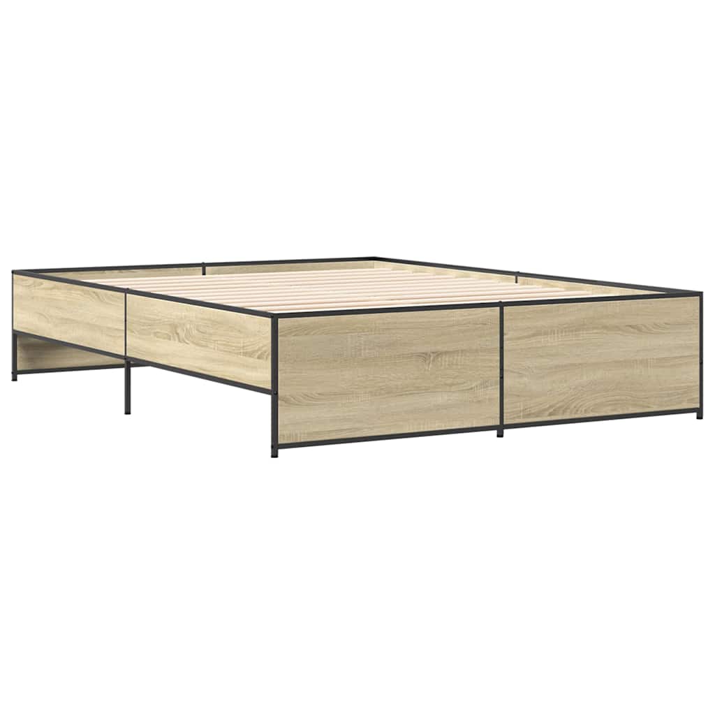 Okvir za krevet boja hrasta 150x200cm konstruirano drvo i metal